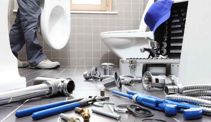 plumbing replacement in a toilet