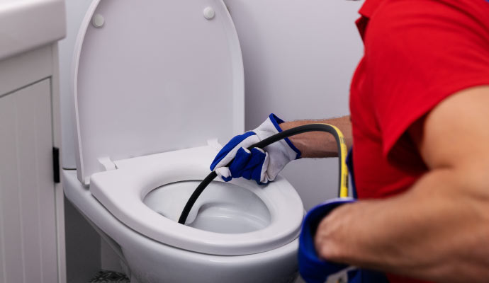 a professional plumber repairing toilet