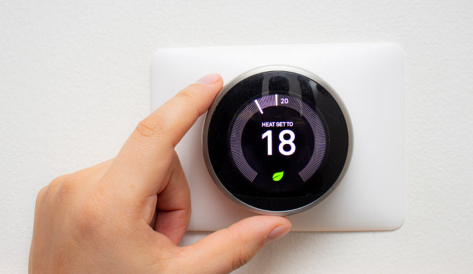 Close up view of smart thermostat